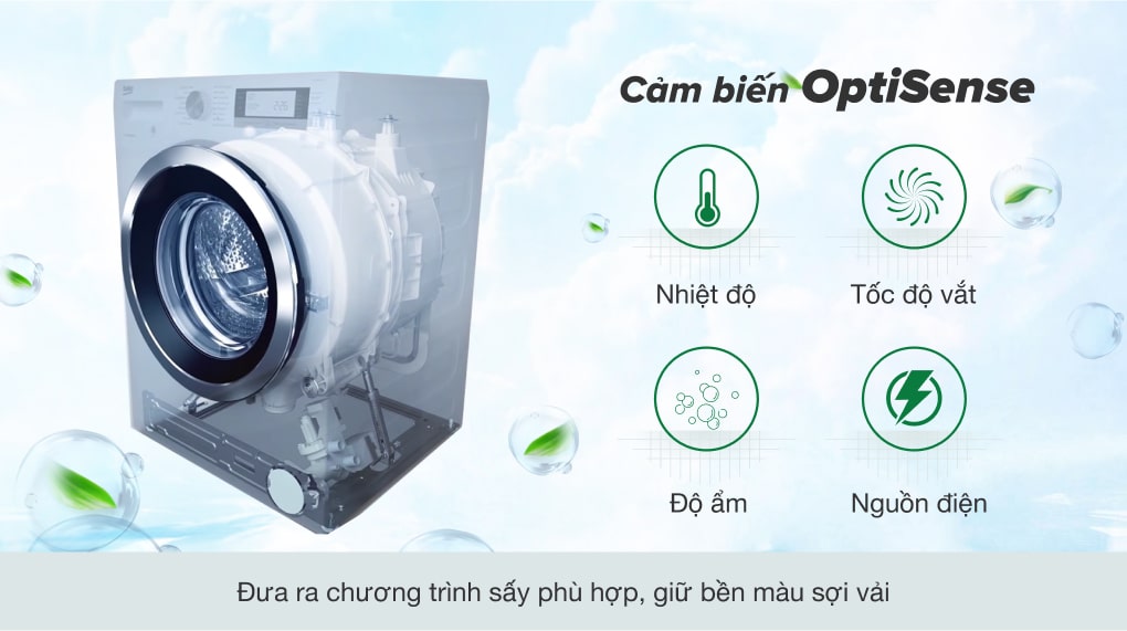 Máy sấy thông hơi Beko 9 kg DA9112RX0MB - Cảm biến Optisense