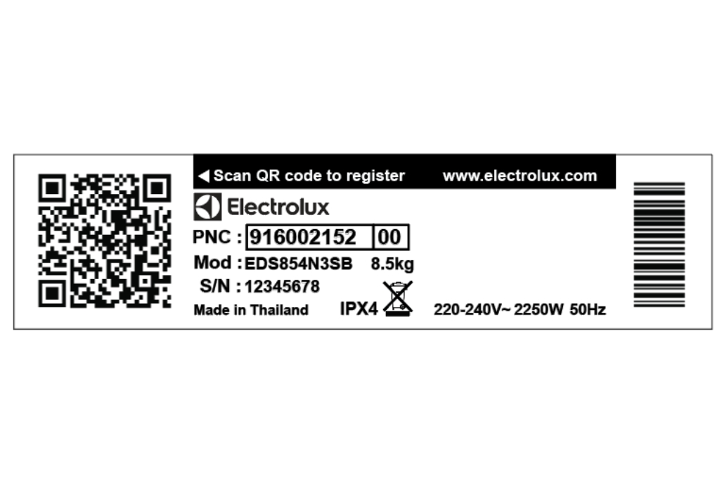 Máy sấy thông hơi Electrolux UltimateCare 8.5 kg EDS854N3SB Màu Đen - Xám