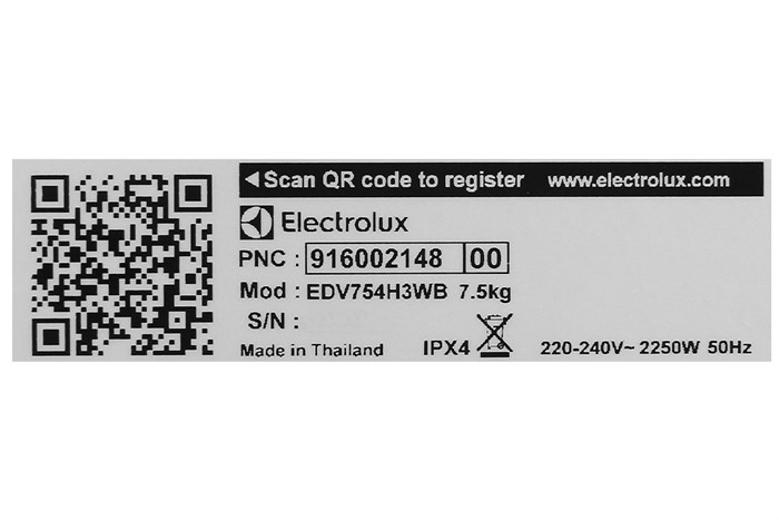 Máy sấy thông hơi Electrolux UltimateCare 7.5 kg EDV754H3WB Màu Trắng