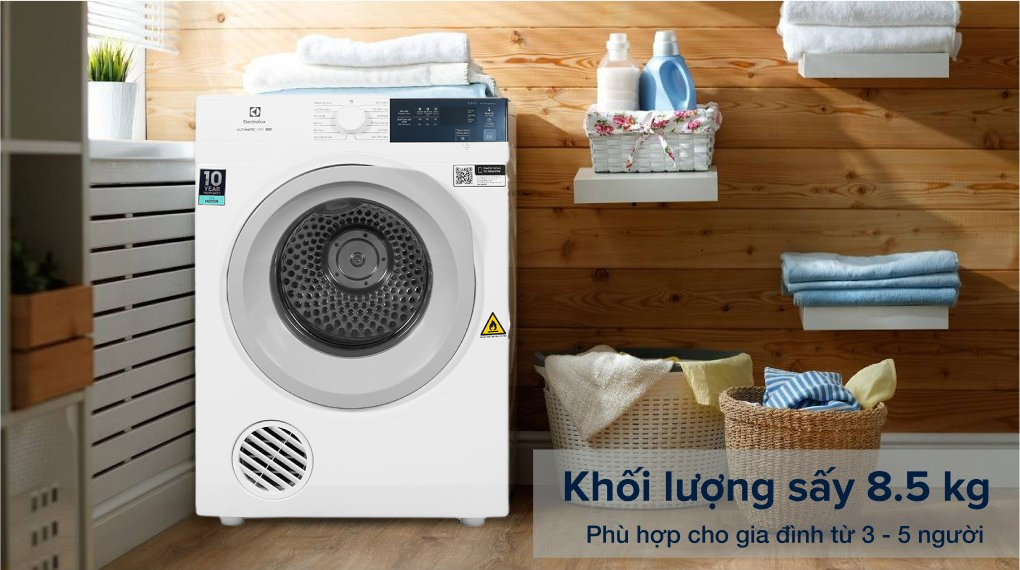 Máy sấy thông hơi Electrolux 8.5 kg EDV854J3WB - Khối lượng sấy