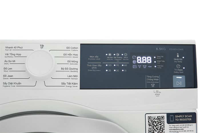 Máy sấy thông hơi Electrolux UltimateCare 8.5 kg EDV854J3WB Màu Trắng