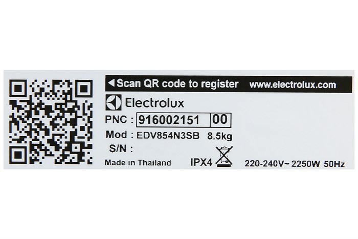 Máy sấy thông hơi Electrolux UltimateCare 8.5 kg EDV854N3SB Màu Đen - Xám