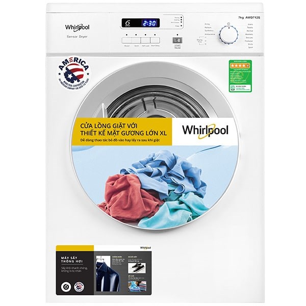 Máy Sấy Thông Hơi Whirlpool 7 Kg Awd712S2