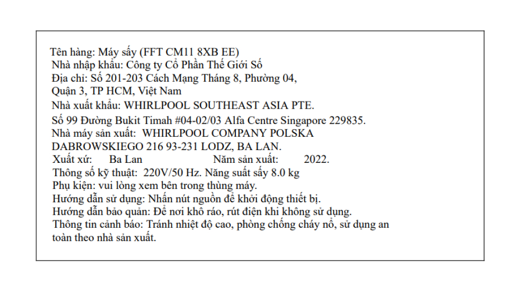 Máy sấy ngưng tụ Whirlpool FreshCare+ 8 kg FFTCM118XB EE Màu Trắng