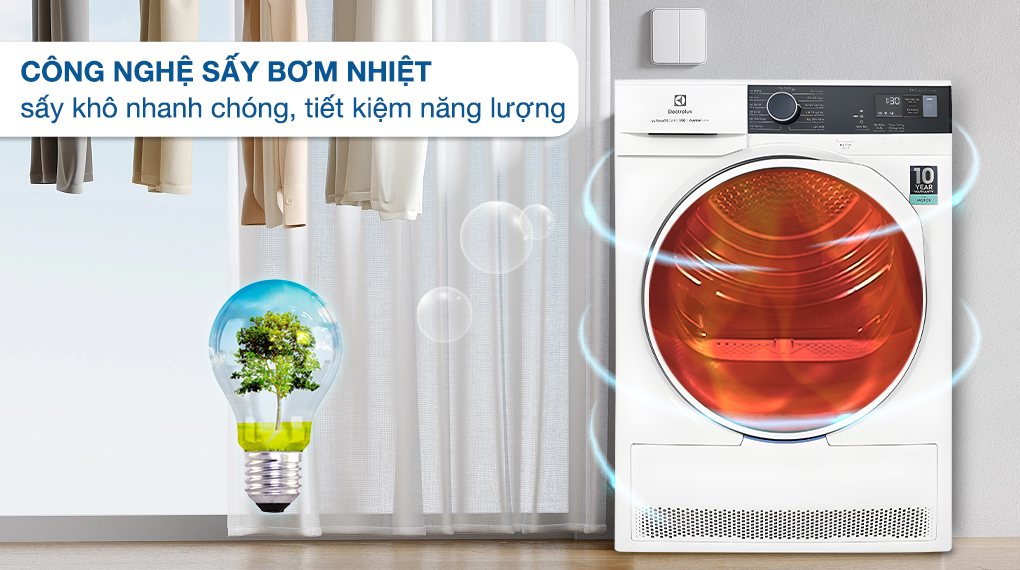 Máy sấy bơm nhiệt Electrolux 8 kg EDH804H5WB - Đặc điểm và cơ chế sấy