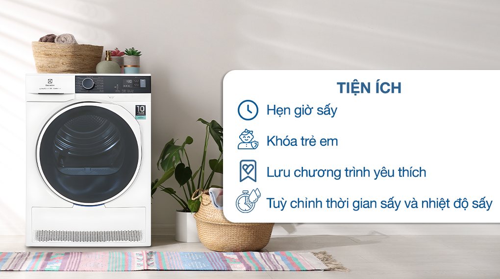 Máy sấy bơm nhiệt Electrolux 8 kg EDH804H5WB