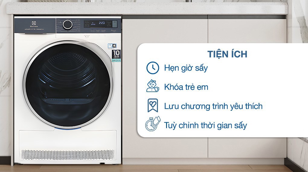 Máy sấy bơm nhiệt Electrolux UltimateCare 8 kg EDH803Q7WB