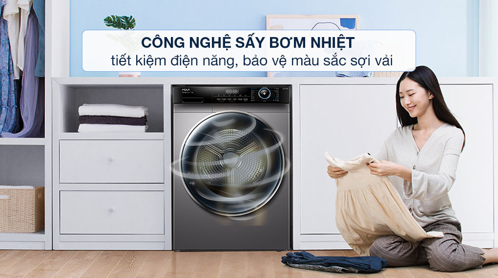 Máy sấy bơm nhiệt Aqua 10 kg AQH-H1000H PS