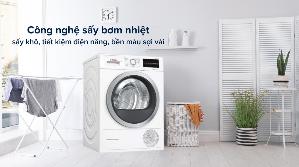 Máy sấy bơm nhiệt Bosch 9 kg WTW85400SG - Công nghệ sấy bơm nhiệt