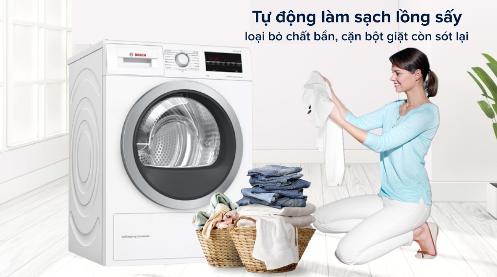 Máy sấy Bosch WTW85400SG TGB - Tự động làm sạch lồng sấy