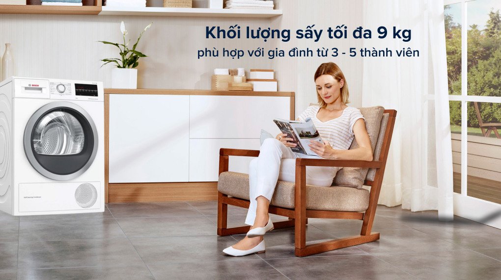 Máy sấy Bosch WQG24200SG TGB - Khối lượng sấy