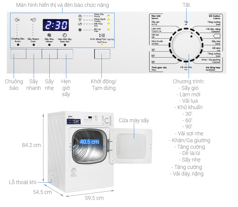 Máy sấy thông hơi Galanz 7 kg DV-70Q1C