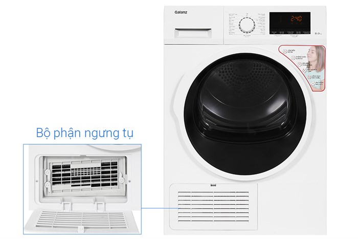Máy sấy ngưng tụ Galanz 8 kg DC-80S5C Màu Trắng