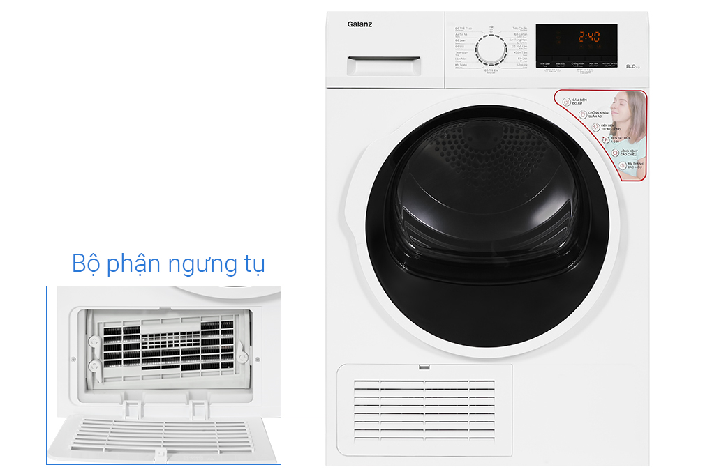 Máy sấy ngưng tụ Galanz 8 kg DC-80S5C Màu Trắng