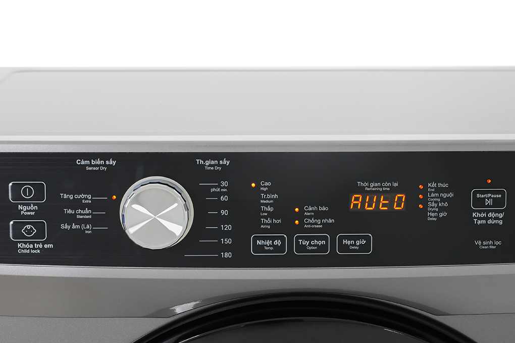 Máy sấy thông hơi Aqua 8 kg AQH-V800H SS Màu Xám