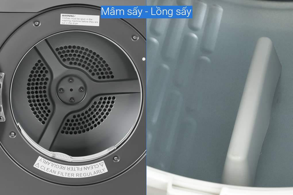Máy sấy thông hơi Aqua 8 kg AQH-V800H SS Màu Xám