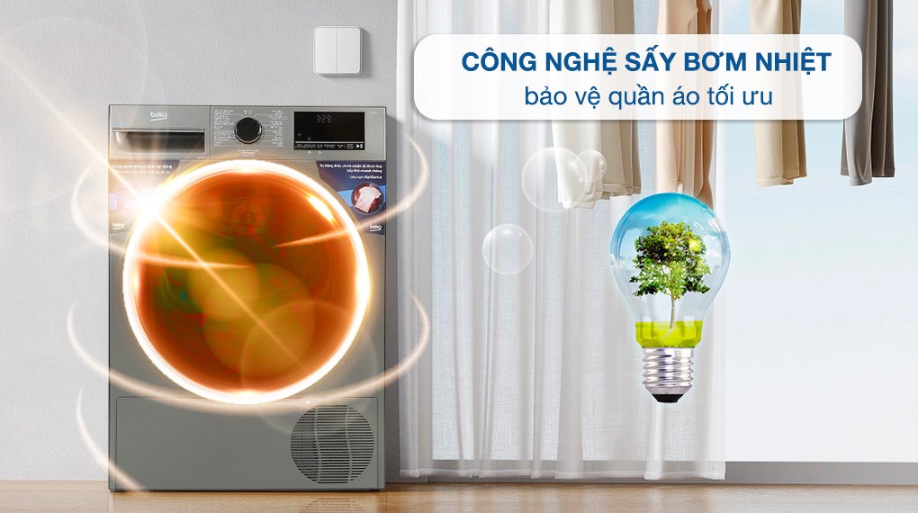 Máy sấy bơm nhiệt Beko 9 kg B3T4329M