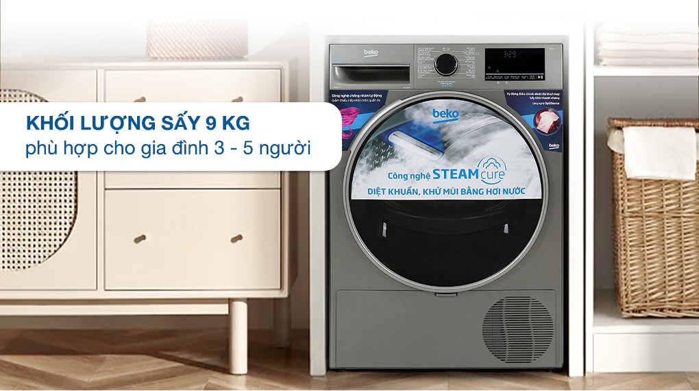 Máy sấy bơm nhiệt Beko 9 kg B3T4329M