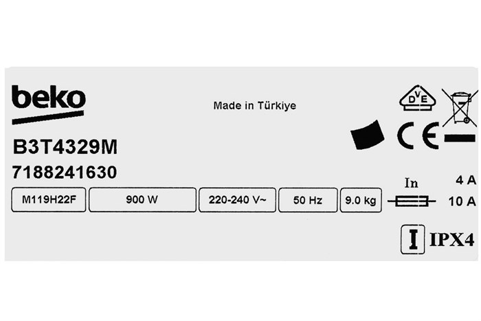 Máy sấy bơm nhiệt Beko 9 kg B3T4329M Màu Xám