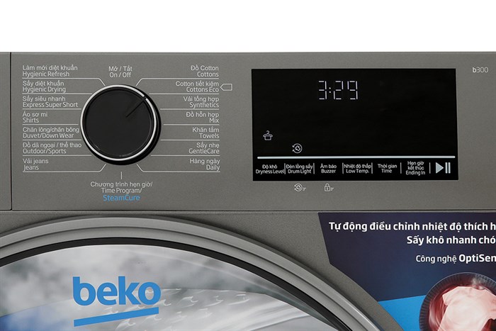 Máy sấy bơm nhiệt Beko 9 kg B3T4329M Màu Xám