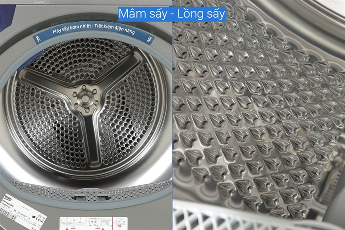 Máy sấy bơm nhiệt Beko 10 kg B5T4429WM Màu Xám