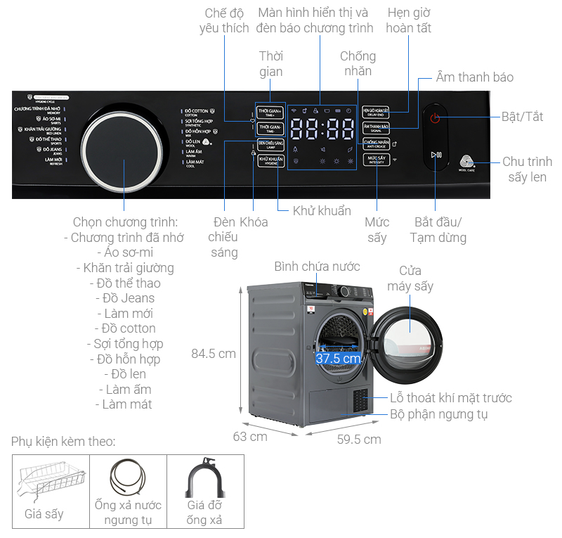 Máy sấy bơm nhiệt Toshiba 10 kg TD-BK110GHV(MK)