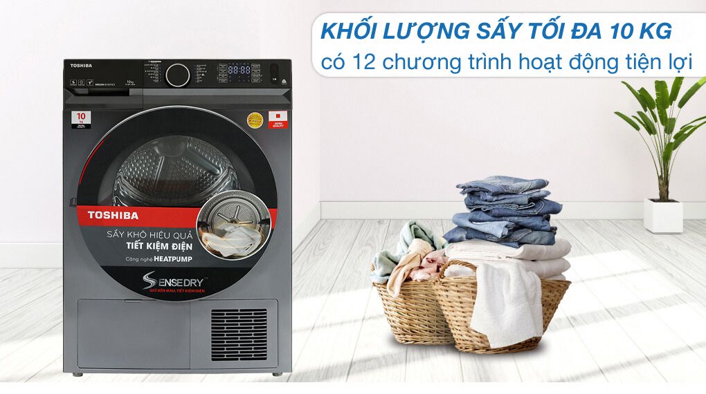 Máy sấy bơm nhiệt Toshiba 10 kg TD-BK110GHV(MK) - Khối lượng sấy