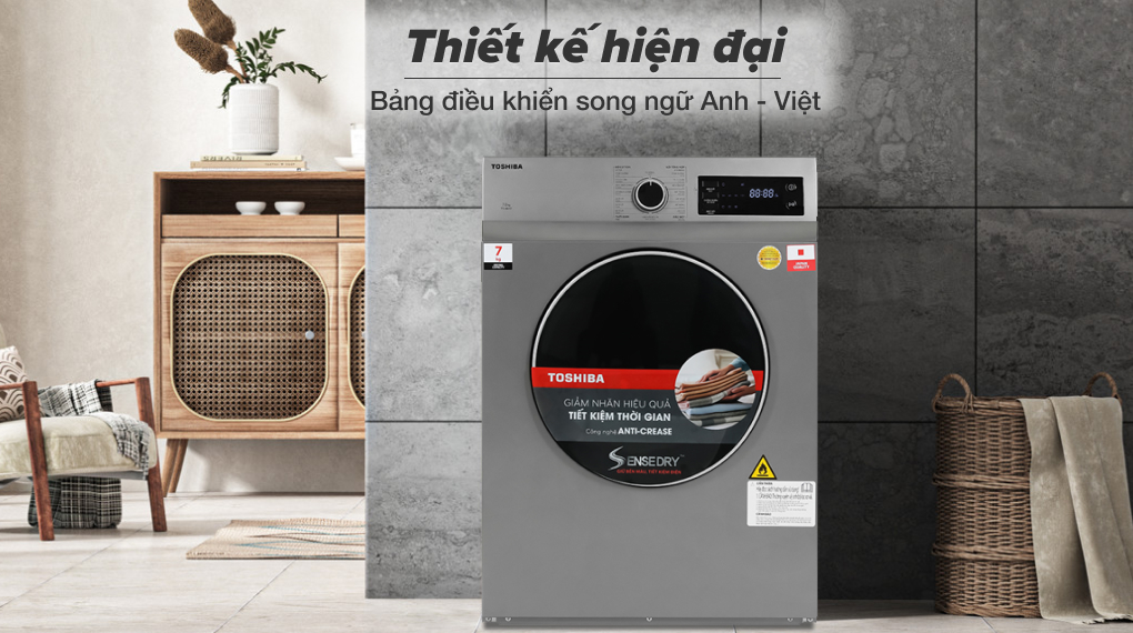 Máy sấy thông hơi 7 kg Toshiba TD-H80SEV(SK) - Thiết kế