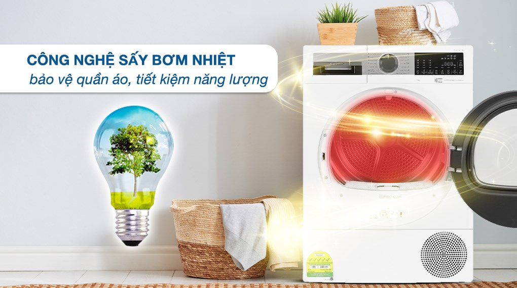 Máy sấy bơm nhiệt Bosch 9 kg WQG24570SG với khả năng duy trì mức nhiệt độ vừa phải, từ đó giúp giảm nguy cơ phai màu sợi vải