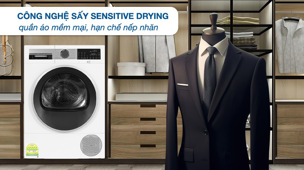 Máy sấy bơm nhiệt Bosch 9 kg WQG24570SG