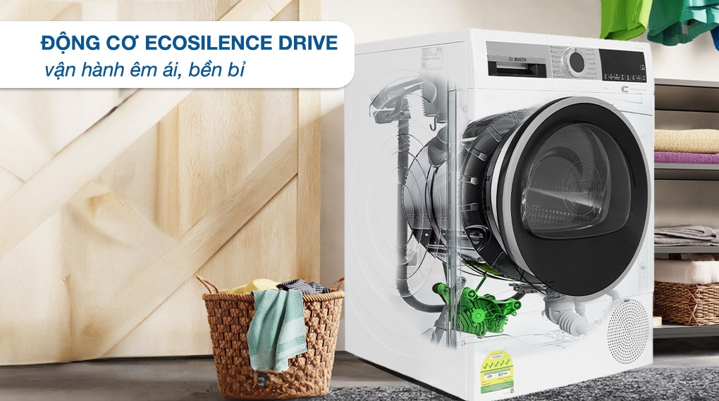 Máy sấy bơm nhiệt Bosch 9 kg WQG24570SG