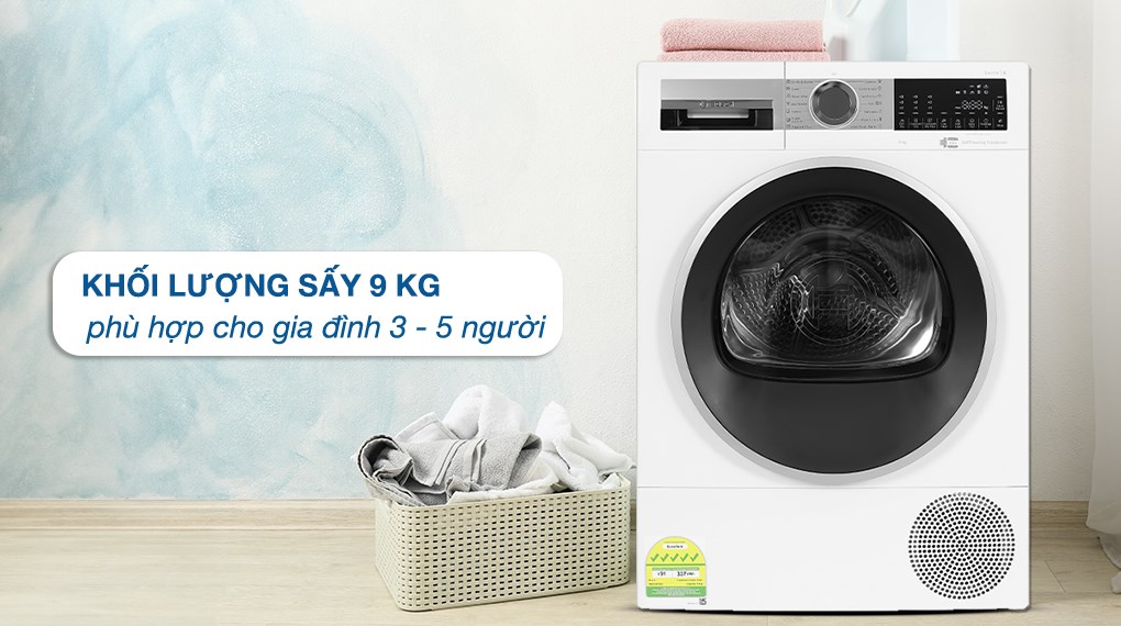 Máy sấy bơm nhiệt Bosch 9 kg WQG24570SG