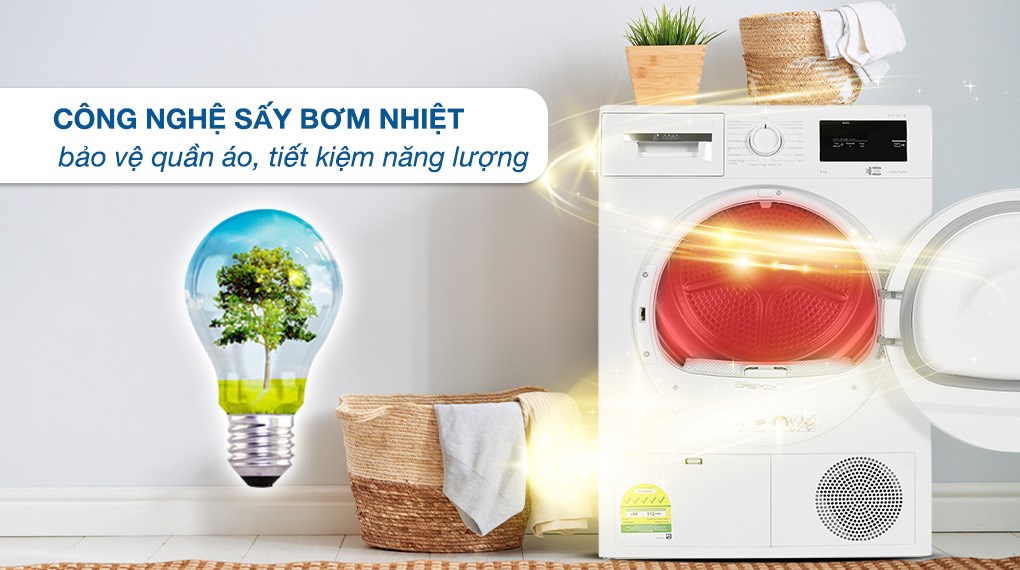 Máy sấy bơm nhiệt Bosch 8 kg WTH83028SG