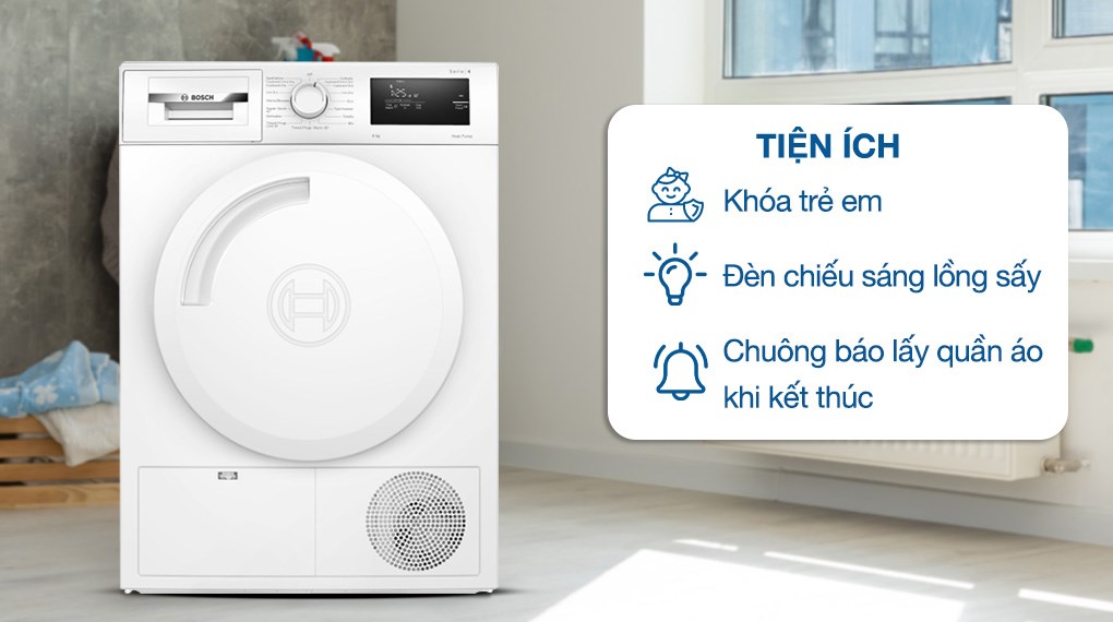 Máy sấy bơm nhiệt Bosch 8 kg WTH83028SG