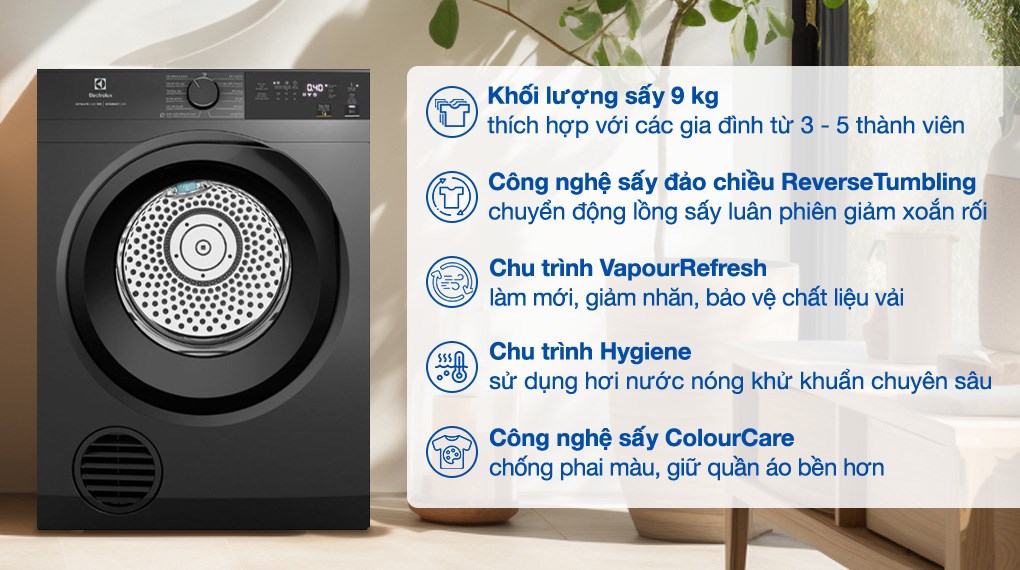 Máy sấy thông hơi Electrolux UltimateCare 9 kg EDS904N3SC