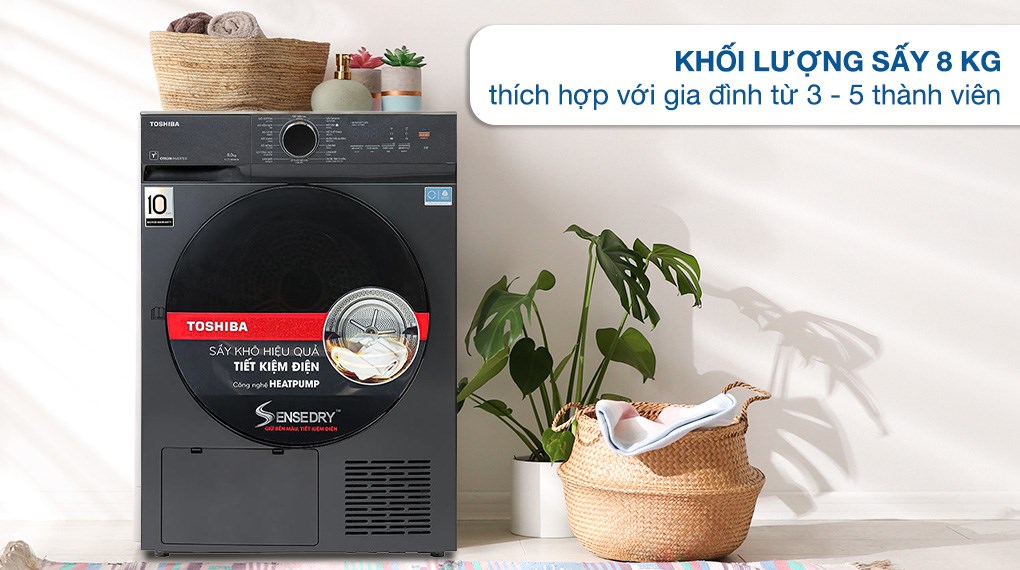 Máy sấy bơm nhiệt Toshiba 8 kg TD-T21B90HWV(MG)