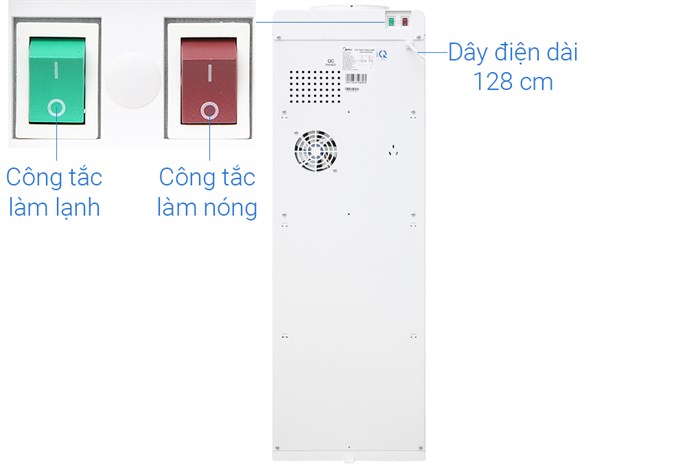 Cây nước nóng lạnh Midea YD1518S-X 498W Màu Trắng - Đen