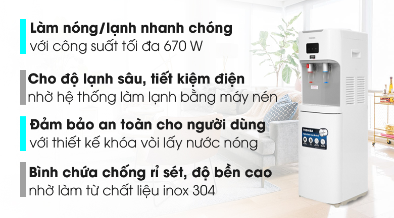 Cây nước nóng lạnh Toshiba RWF-W1664TV(W1) 670W - 2