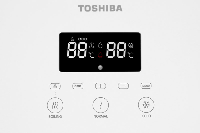Thiết kế bảng điều khiển cảm ứng nhạy bén - Máy nước nóng lạnh Toshiba RWF-W1830BV(W)