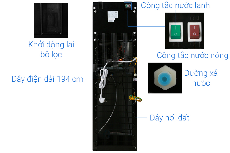 Công tắc nóng/lạnh riêng biệt - Bình nóng lạnh lạnh Toshiba RWF-W1830BV(K)