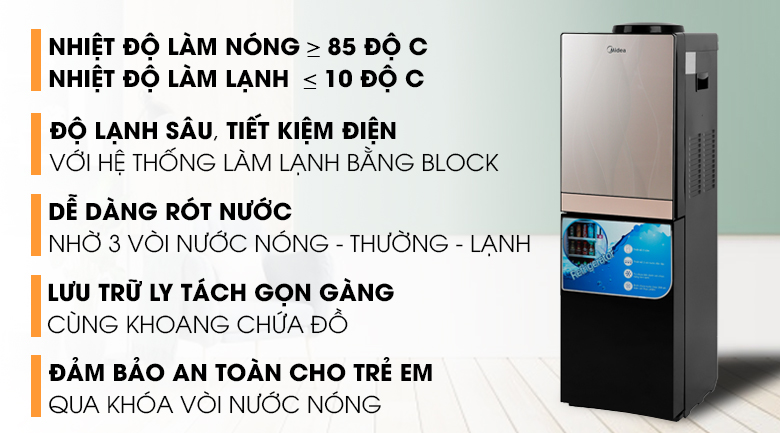Cây nước nóng lạnh Midea YL1836S-B 520W - 13
