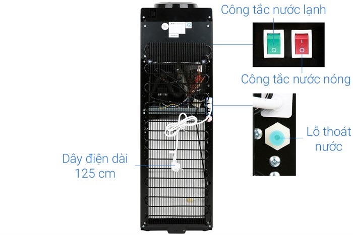 Cây nước nóng lạnh Midea YL1836S-B 520W Màu Đen - Vàng