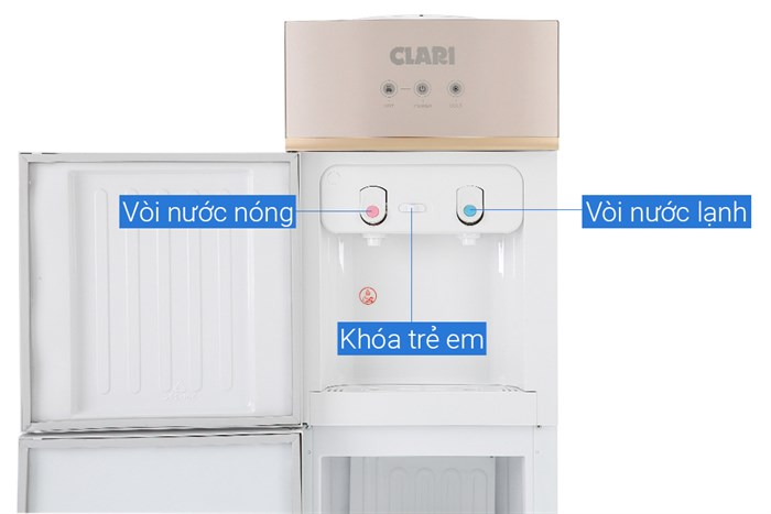 Cây nước nóng lạnh Clari YLR-5L(1010) 520W Màu Vàng đồng