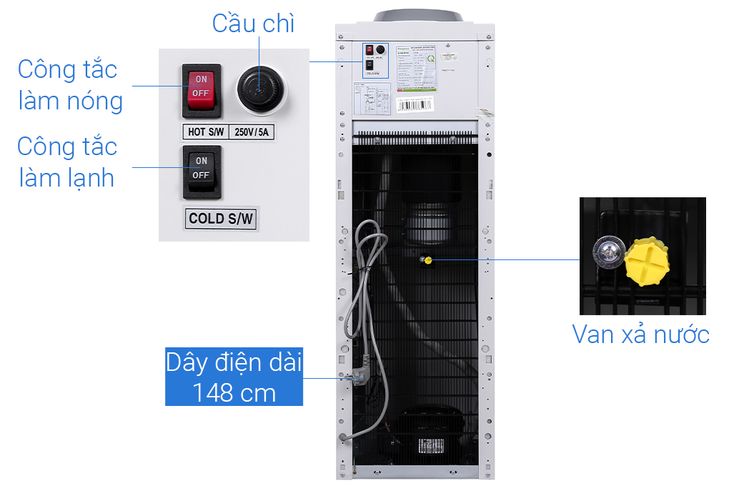 Cây nước nóng lạnh Kangaroo KG45 515W Màu Nâu nhạt