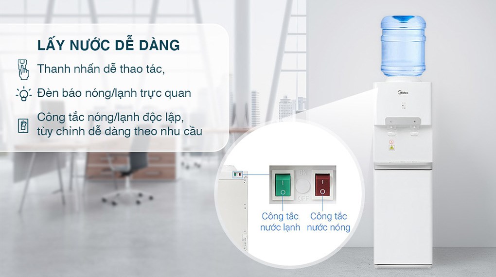 Cây nước nóng lạnh Midea YD1732S-W 500W