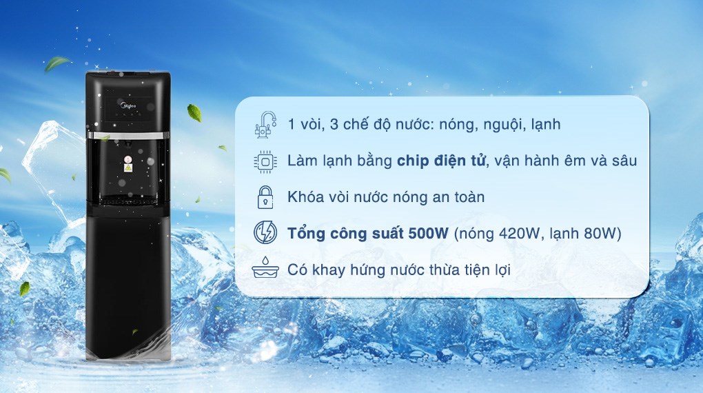 Cây nước nóng lạnh Midea YD1135AS-B 500W