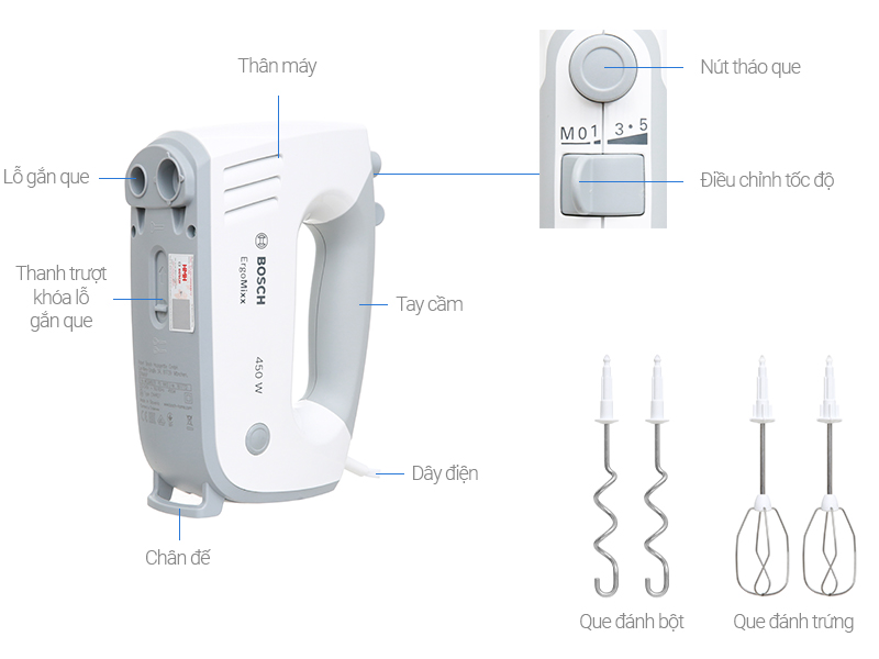 Máy đánh trứng cầm tay Bosch HMH.MFQ36400