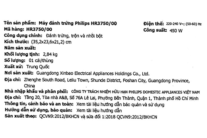 Máy đánh trứng Philips HR3750/00 Màu Trắng