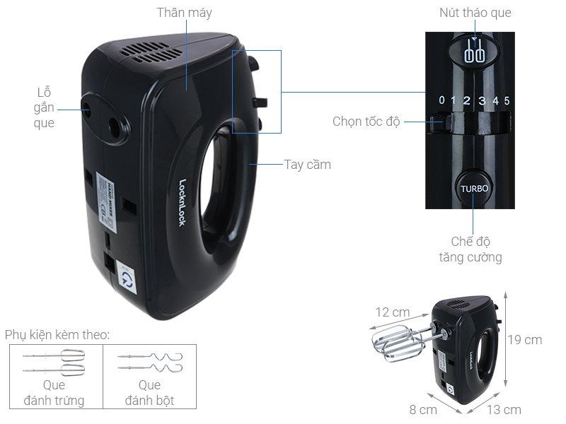 Máy đánh trứng Lock&Lock EJM501DGRY