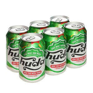 6 lon bia Huda 330ml